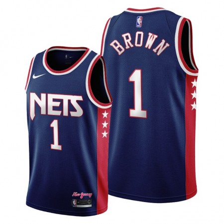 Herren NBA Brooklyn Nets Trikot Bruce Brown 1 Nike 2021-2022 City Edition Throwback 90s Swingman